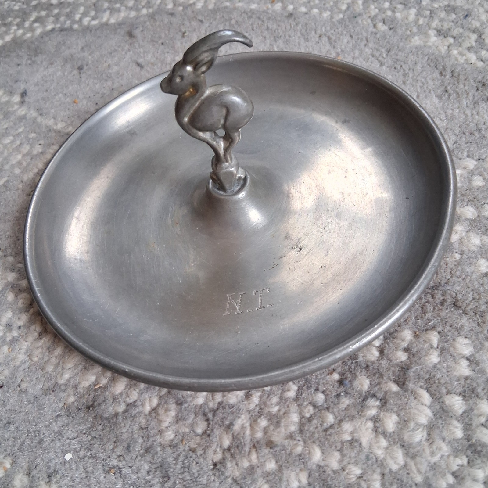 Just Anderson Style Ashtray Art Nuveau Metal Vintage Marked NT Just Anderson Style Ashtray Art Nuveau Metal Vintage Marked NT