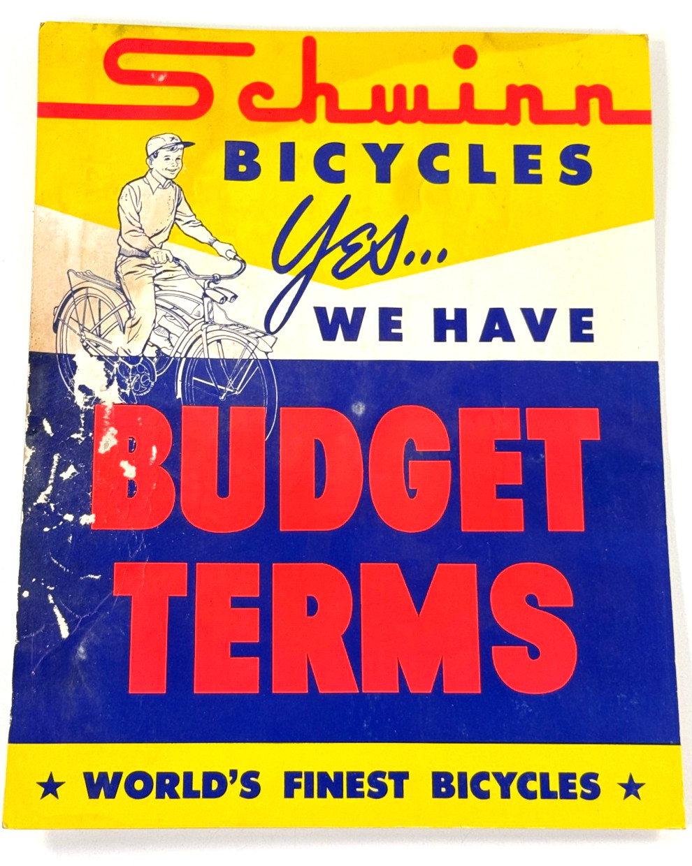 vtg 1959 Schwinn Panther Bicycle Advertising sign budget terms bike neon cool 