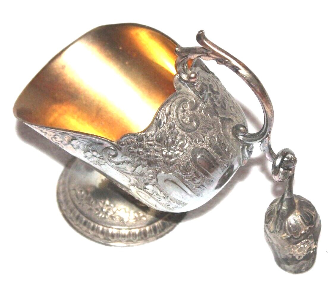 Leonard Japan Silverplate Floral Candy Nut Server Sugar Bowl Scuttle w/ Spoon 