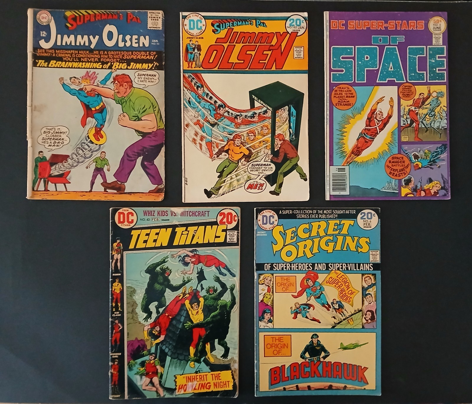 SUPERMAN JIMMY OLSEN 90 (G-) 162 (VG) TEEN TITANS (G) SECRET ORIGINS (F) SUPER +