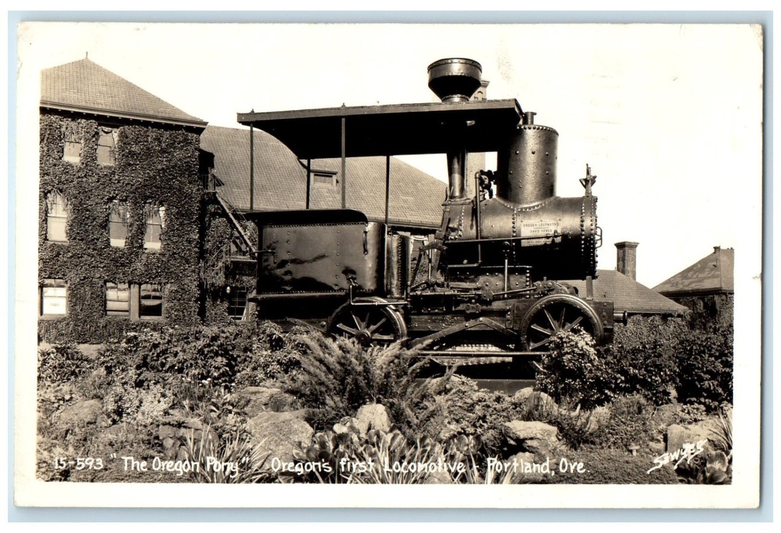 1945 The Oregon Pony Oregon First Locomotive Portland OR RPPC Photo Postcard