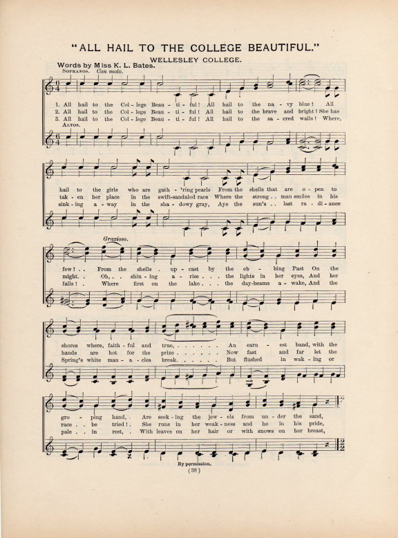 WELLESLEY COLLEGE Antique Song Sheet c1906 \