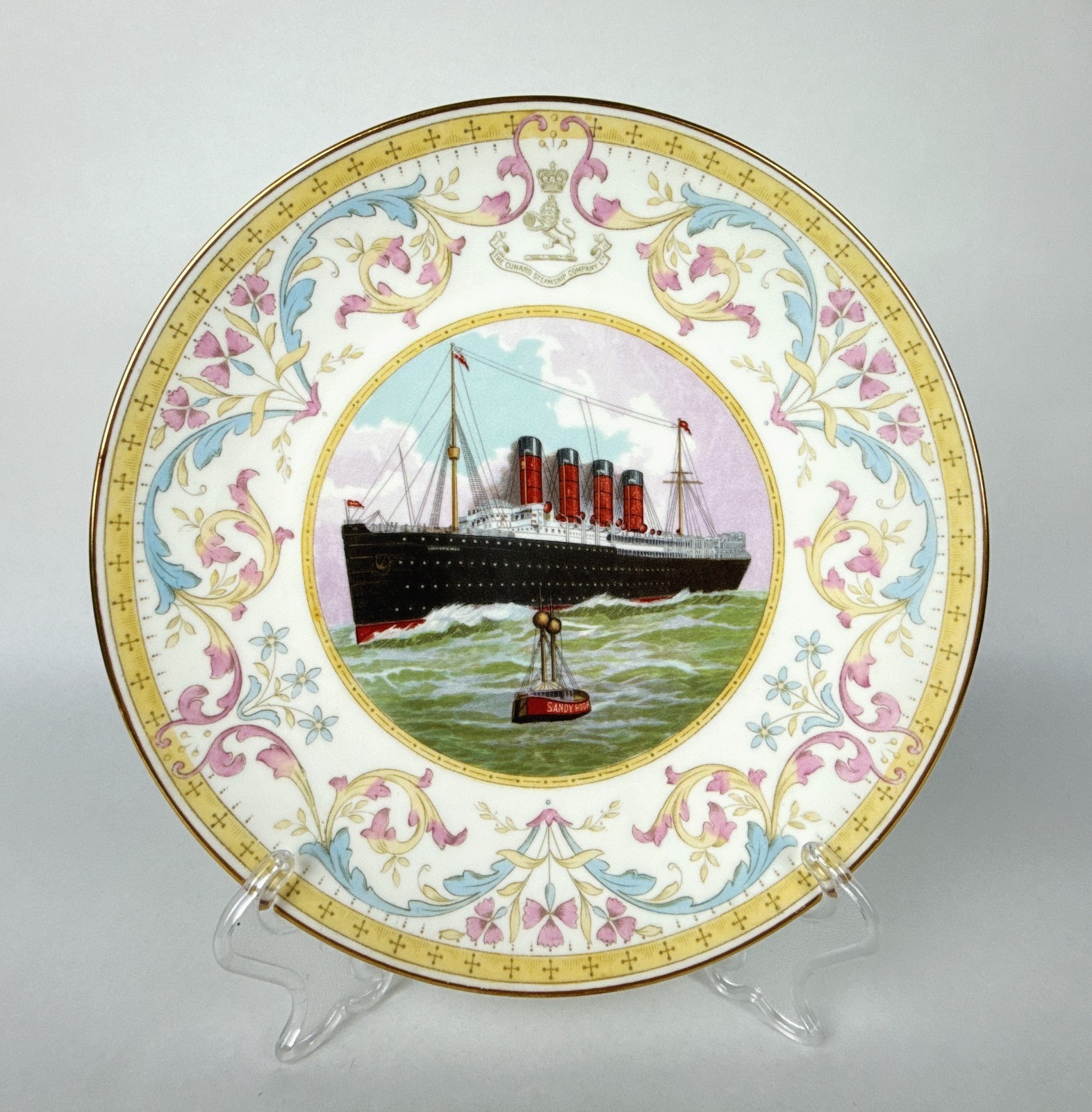 1908-1910 Minton\'s RMS Lusitania The Cunard Steamship Company Rare Cabinet Plate