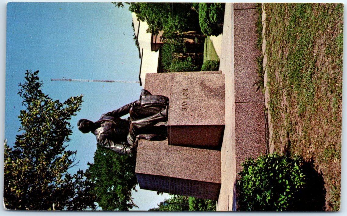 Postcard - Judge R. E. B. Baylor Statue - Baylor University Campus - Waco, Texas