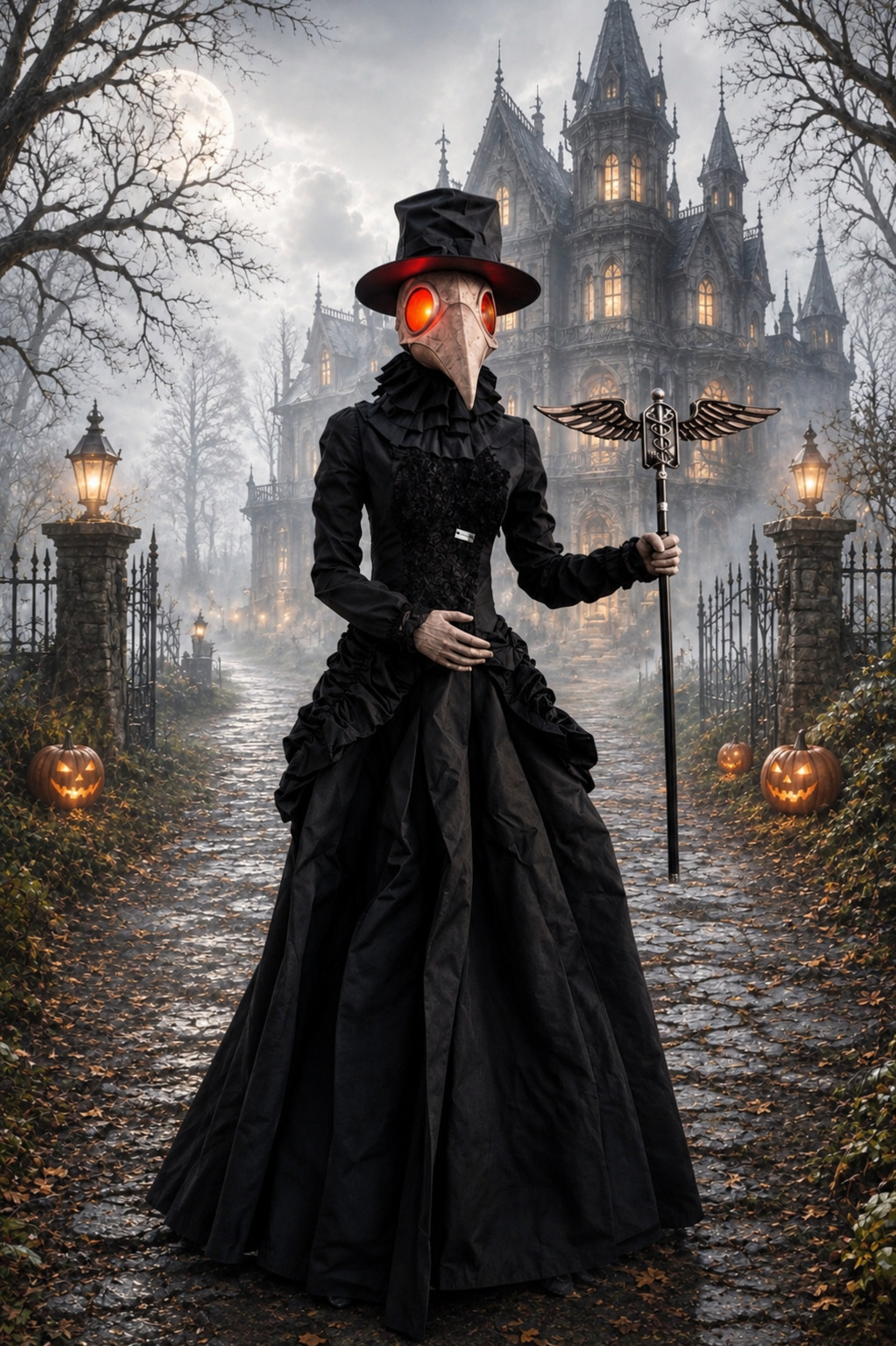Haunted Living 5.5-ft Ms Plague Doctor Motion Activated HALLOWEEN Animatronic