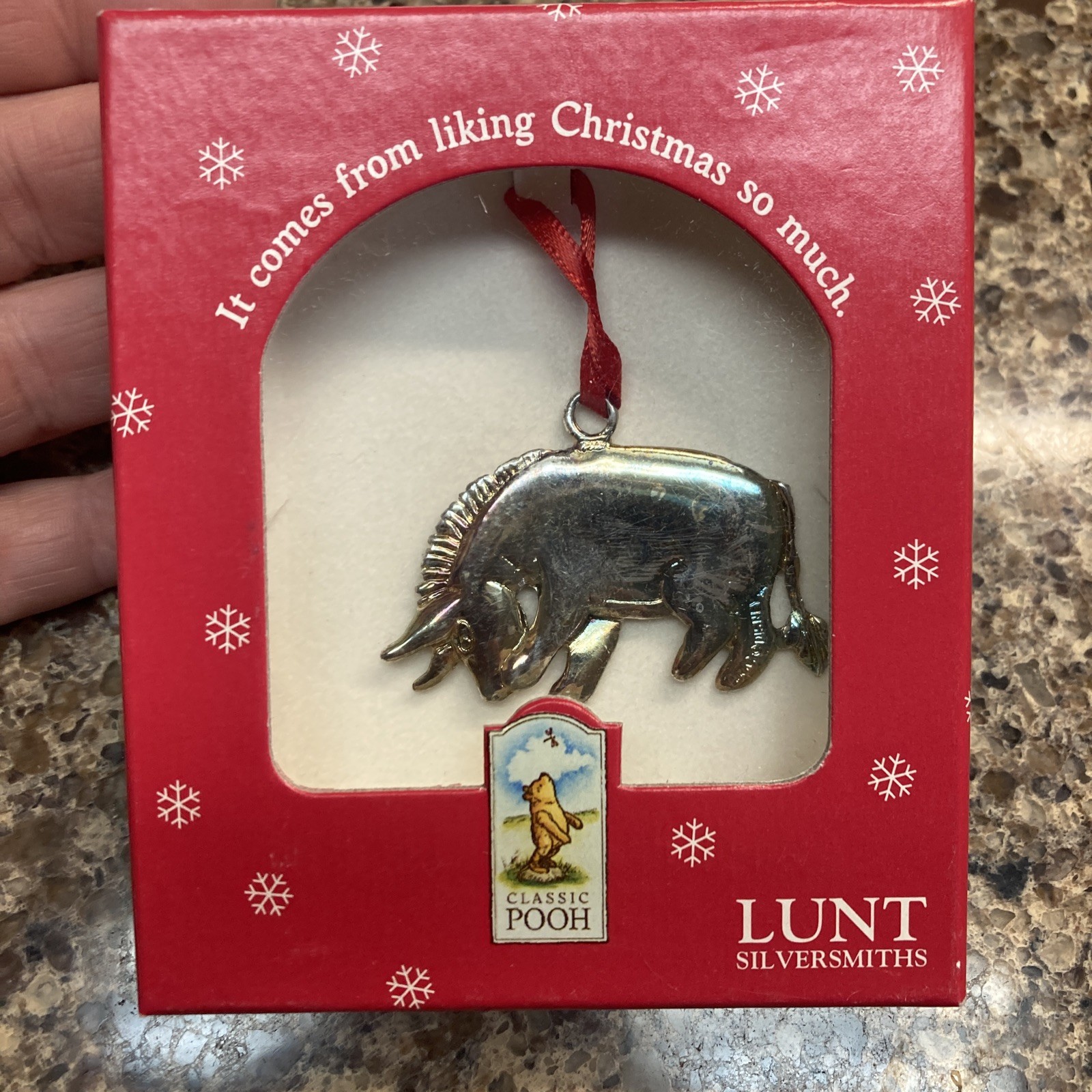 LUNT SILVERSMITHS Classic Pooh EEYORE Christmas Ornament w/Box, 2\