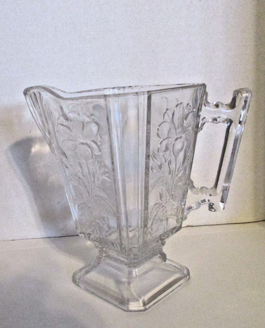 Floral Pressed Clear Glass Pitcher 6
