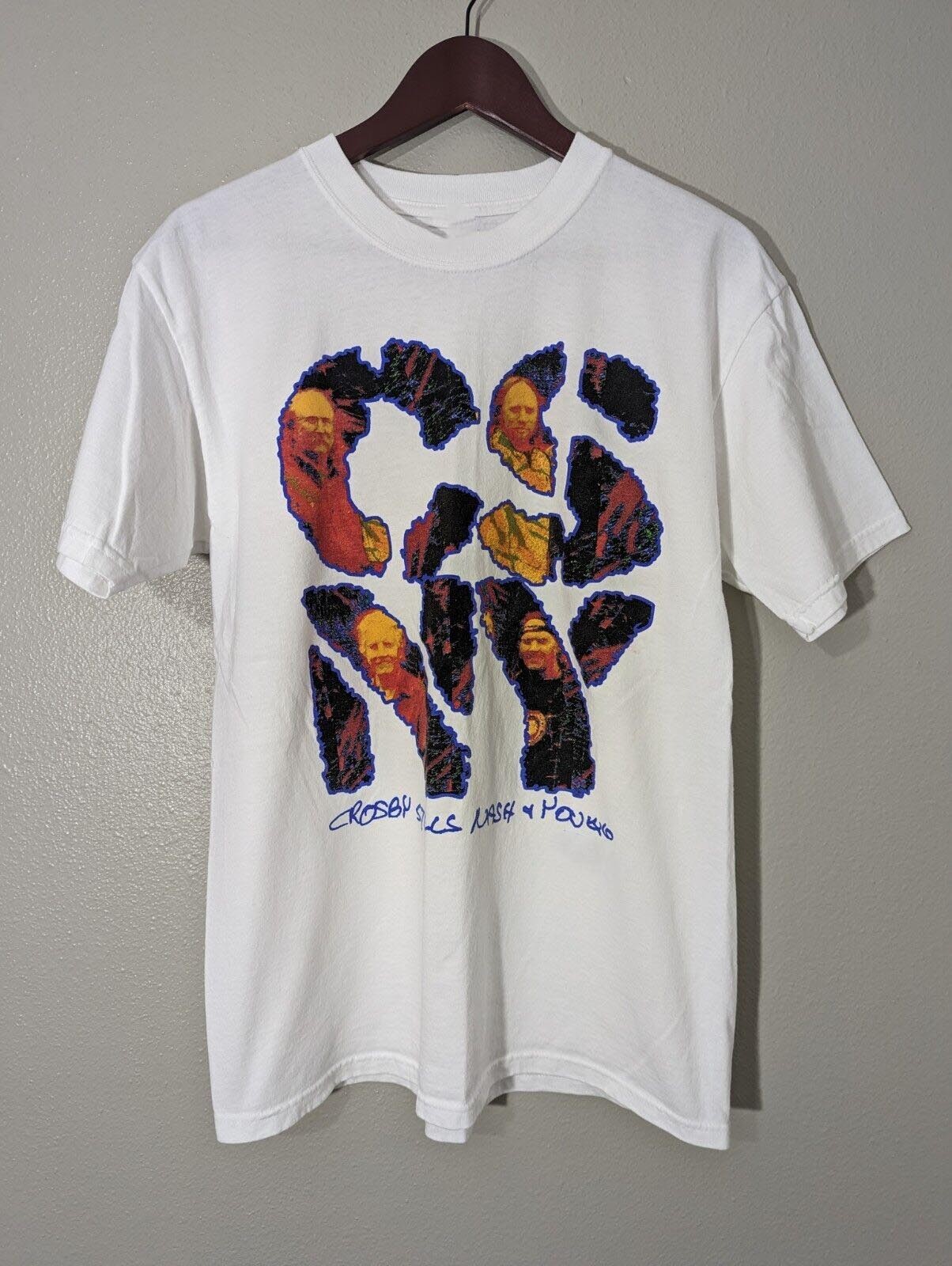 Vtg Crosby Stills Nash Young Gift For Fans Cotton White Unisex Shirt