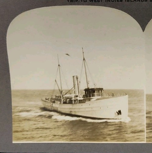 Private Stereoview Photo 1911 Sandy Hook NJ Pilot Boat From S.S. New York Vtg #6