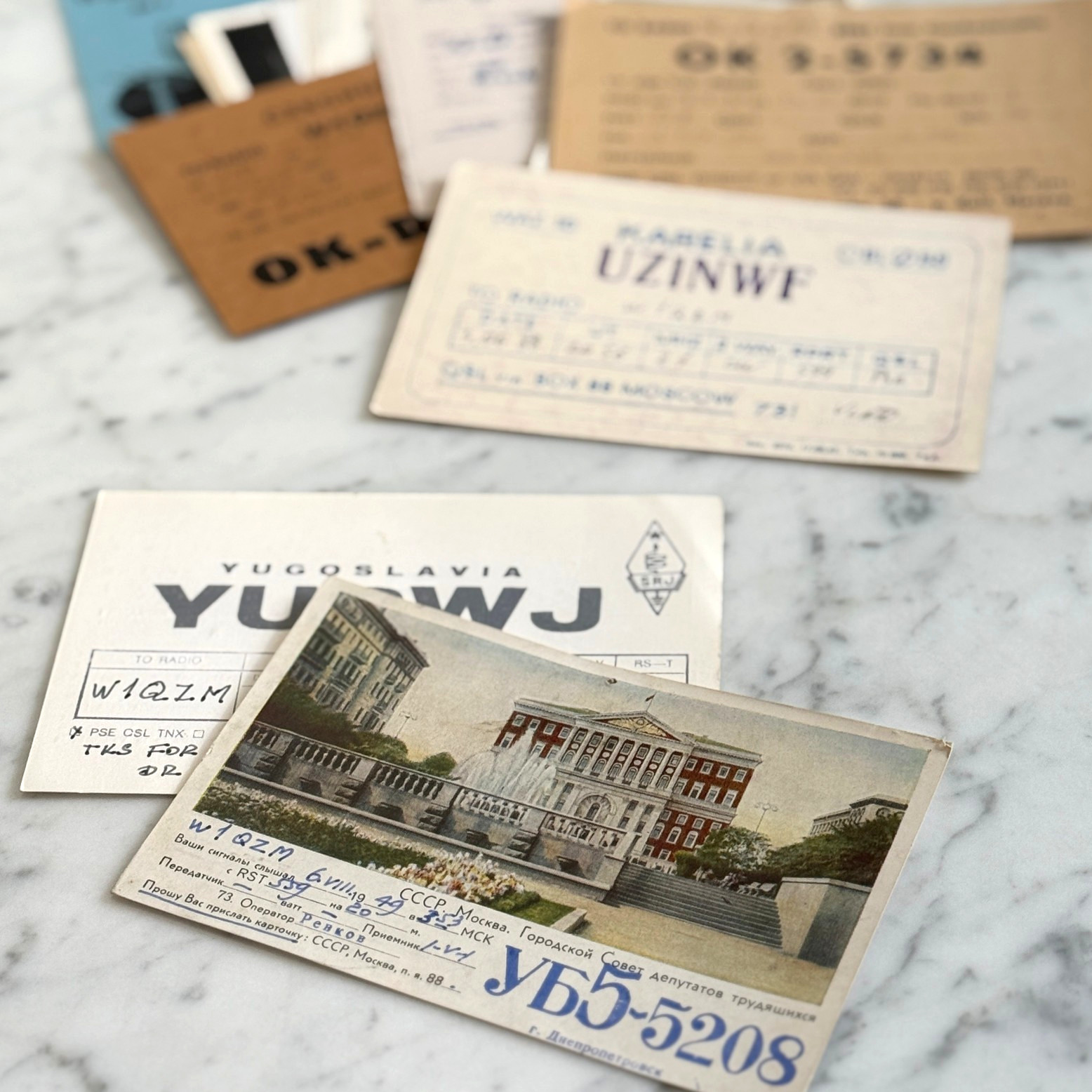 Mid Century Eastern Europe QSL Radio Cards DX – Czech Yugoslavia Postal Design