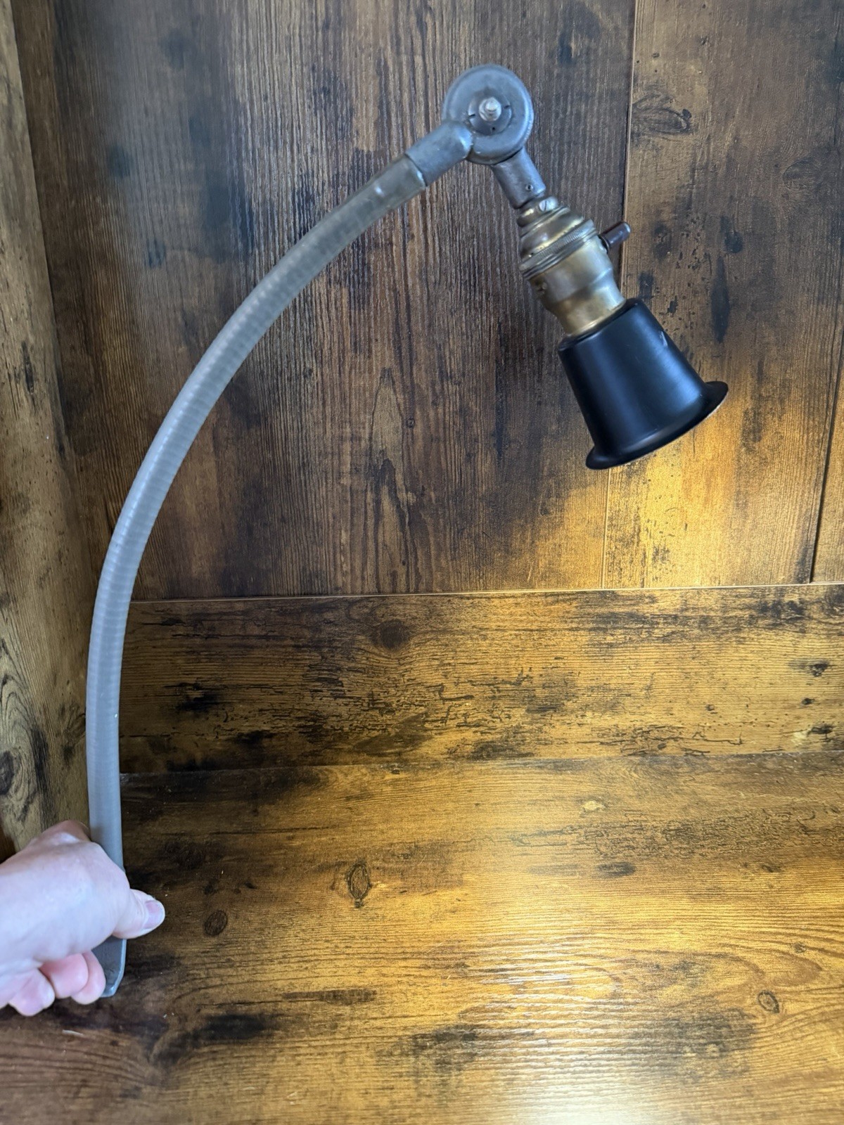 Vintage O C White Gooseneck Lamp With Machinery Mount Levolier Socket New Wire