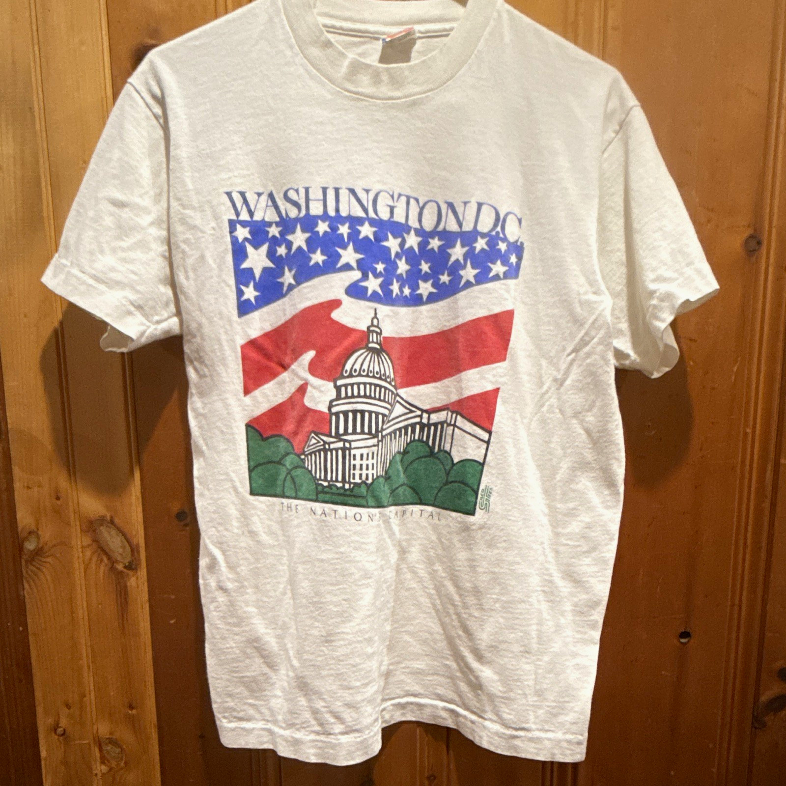 Vintage Fruit of the Loom Washington DC Graphic T-Shirt. Medium. Single Stitch.
