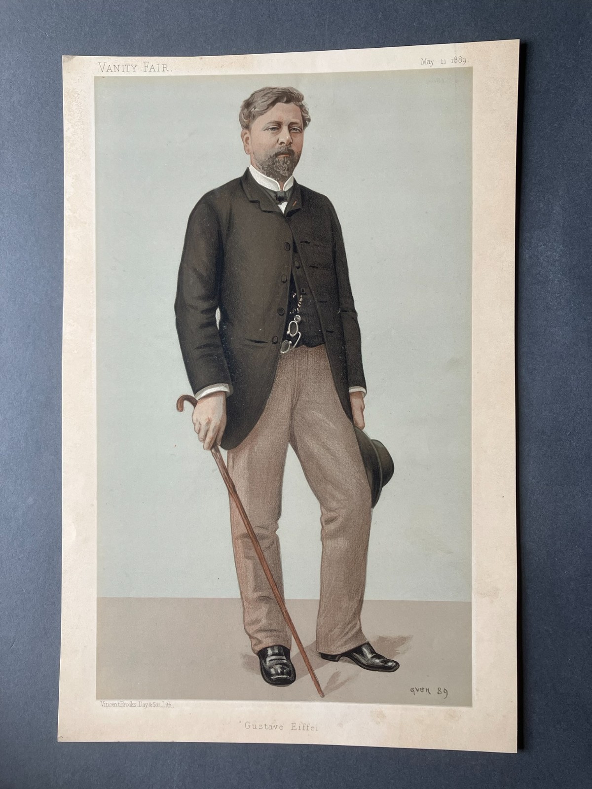 Antique 1889 Gustave Eiffel Vanity Fair Chromolithograph Colour Print