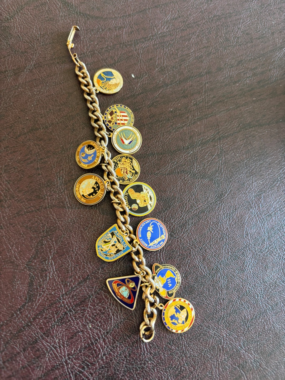 RARE NASA Apollo Mission Charm Bracelet -Apollo 1-17