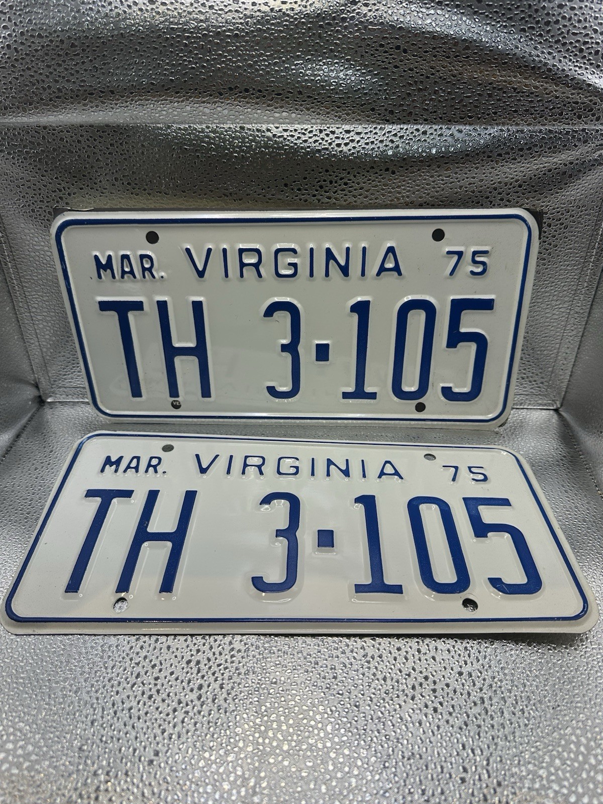 Pair 1975 Virginia License Plate Tag TH 3-105