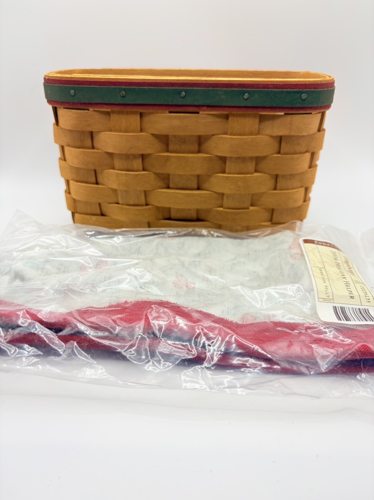 Longaberger 2004 Holiday Helper Christmas Basket Combo W/ Liner & Protector