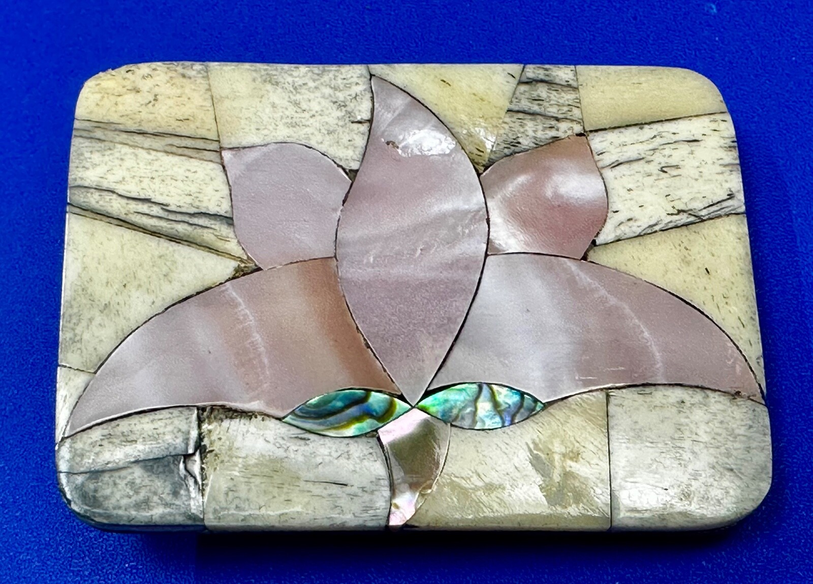 Pink Flower - Mother of Pearl MOP & Abalone shell Mexico Art Belt Buckle