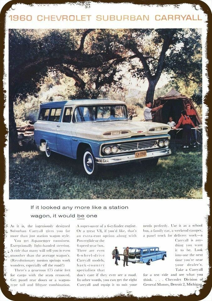 1960 CHEVROLET SUBURBAN CARRYALL SUV 4x4 Vntg-Look DECORATIVE REPLICA METAL SIGN 1960 CHEVROLET SUBURBAN CARRYALL SUV 4x4 Vntg-Look DECORATIVE REPLICA METAL SIGN