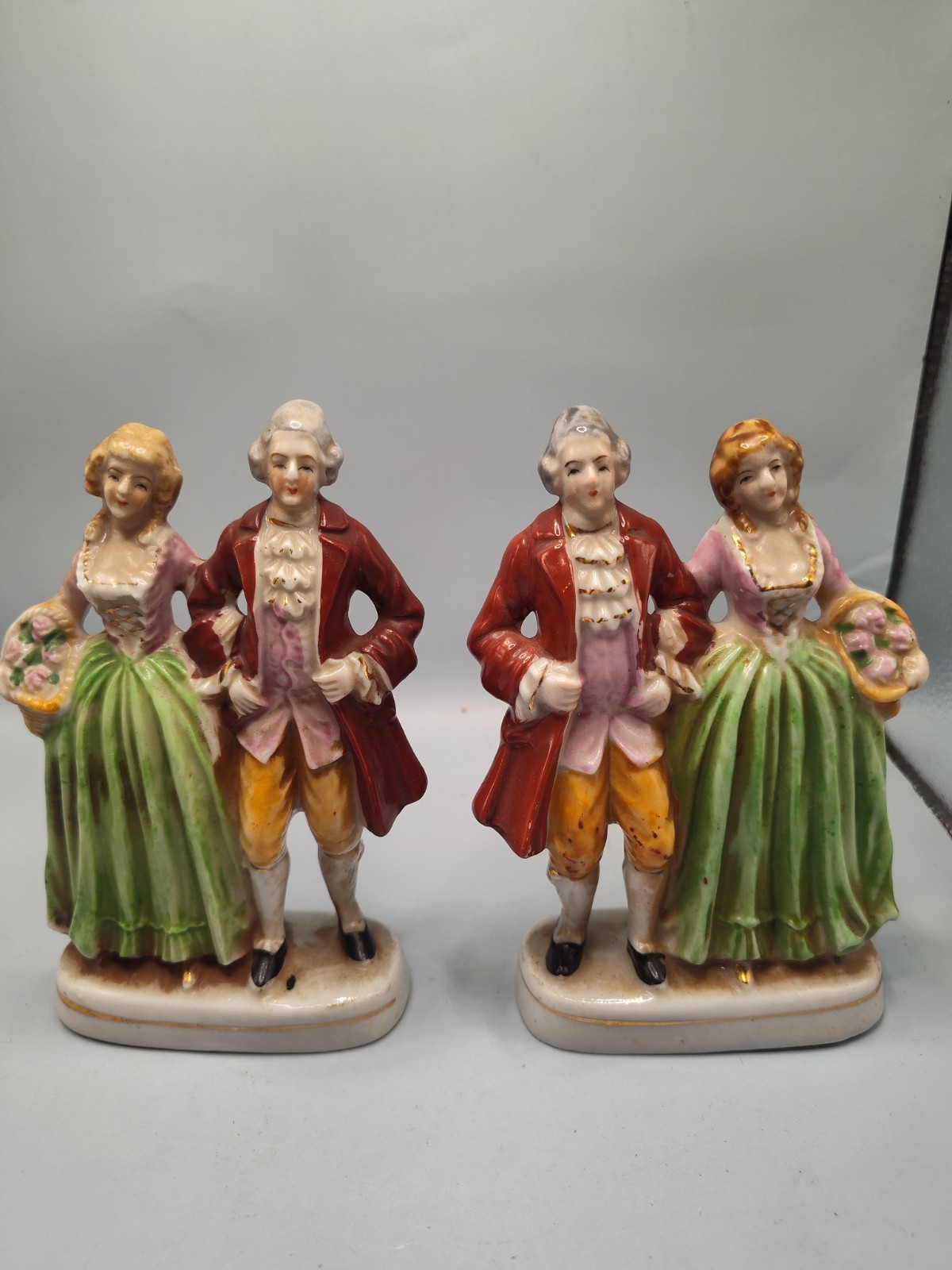Vintage Occupied Japan Porcelain Set of Victorian Couple Figurines 