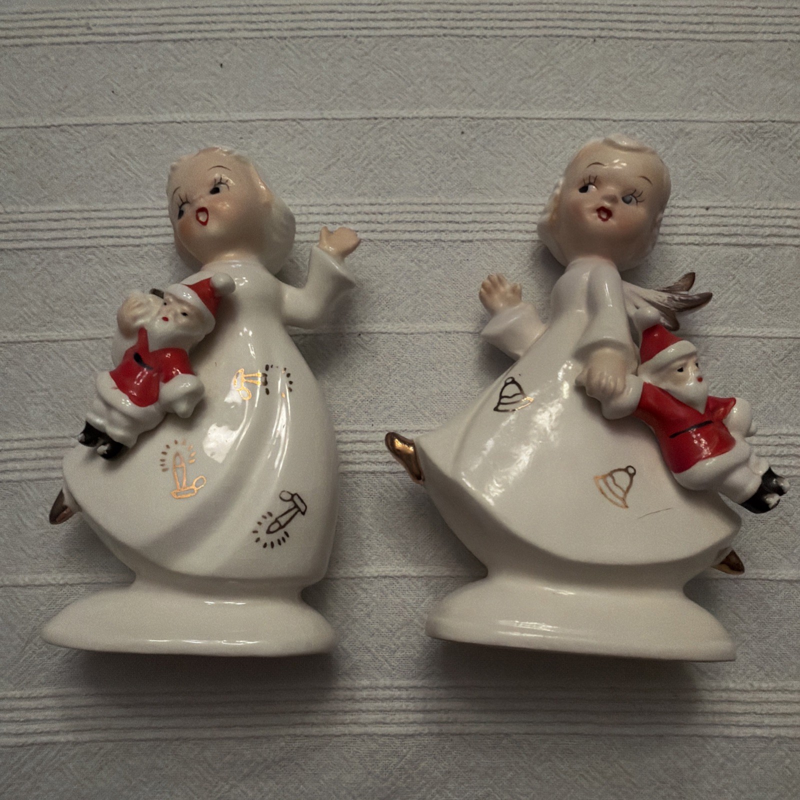 Vintage Shafford Japan Pair of Christmas Dancing Angel Figurines w/sticker