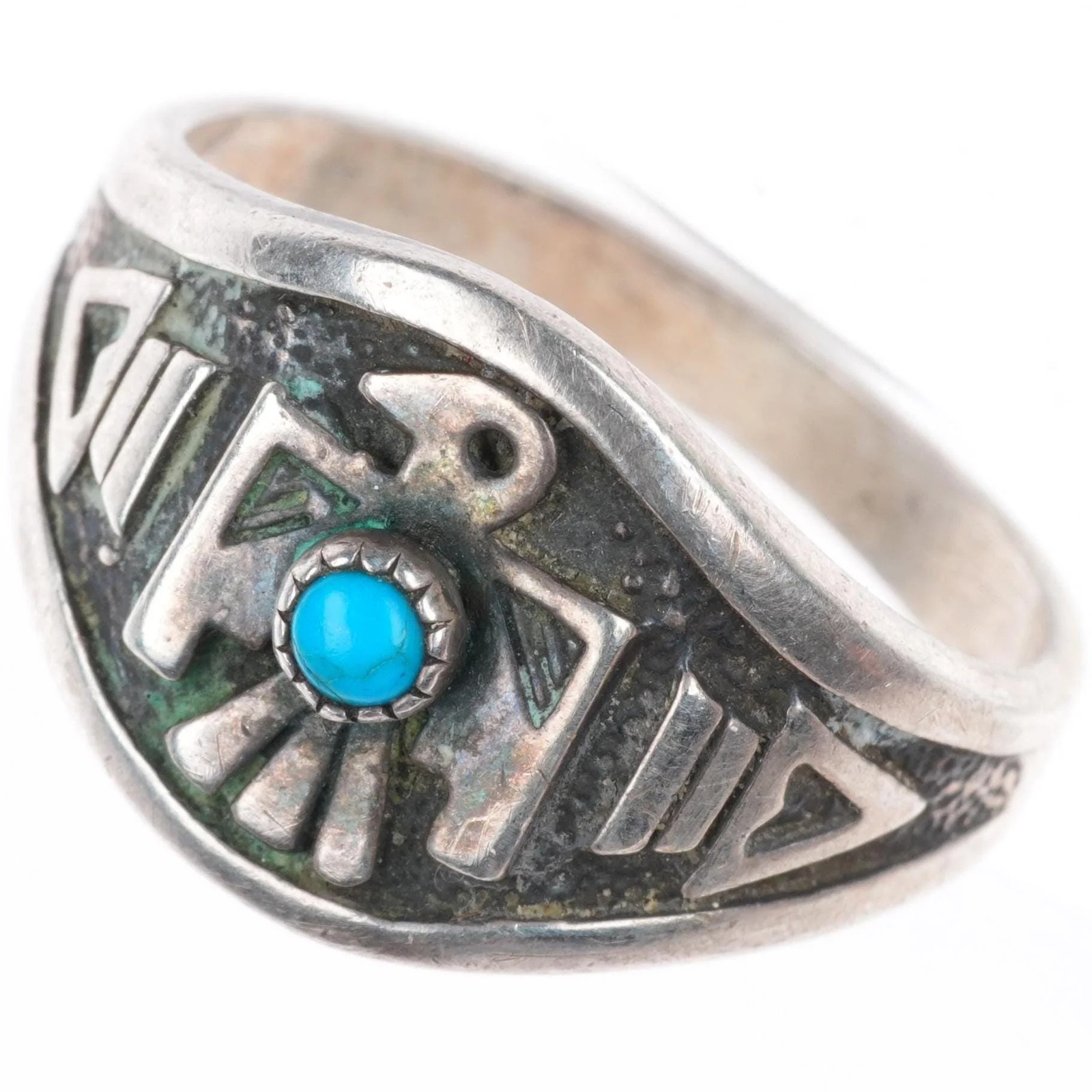 sz9.25 vintage southwestern Fred Harvey style thunderbird sterling silver ring sz9.25 vintage southwestern Fred Harvey style thunderbird sterling silver ring