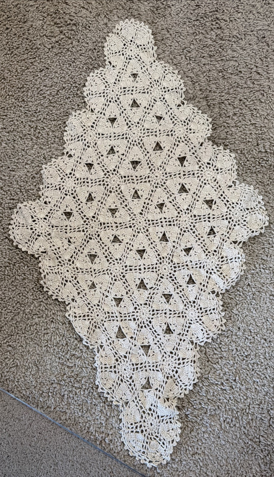 Off White Hand Crochet Doily/table Runner Vintage