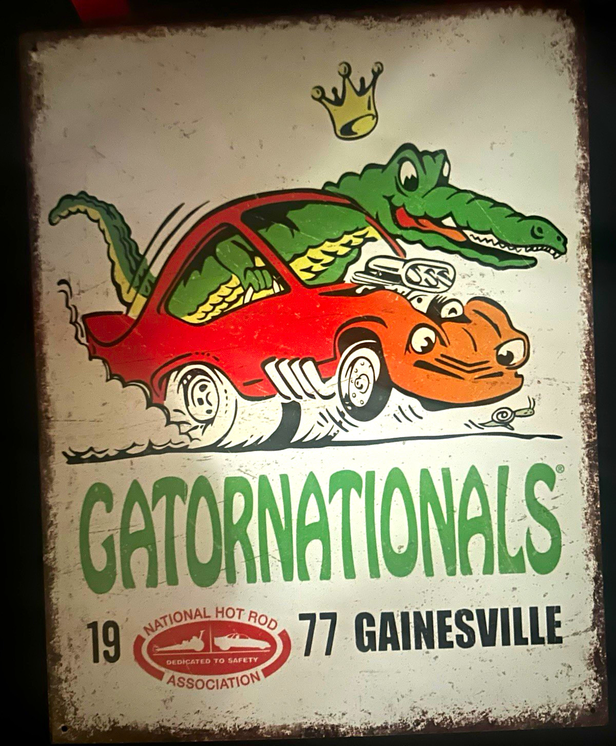Gatornationals Gainesville 1977 NHRA Medium Metal Sign. Reproduction. Original