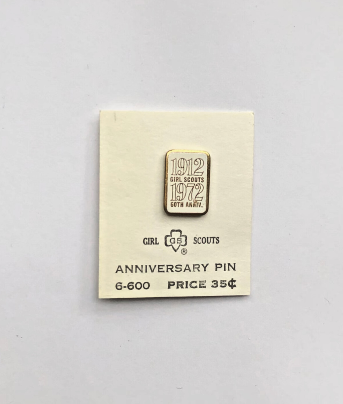 Girl Scouts 60th Anniversary 1912-1972 Souvenir Lapel Pin with Original Card