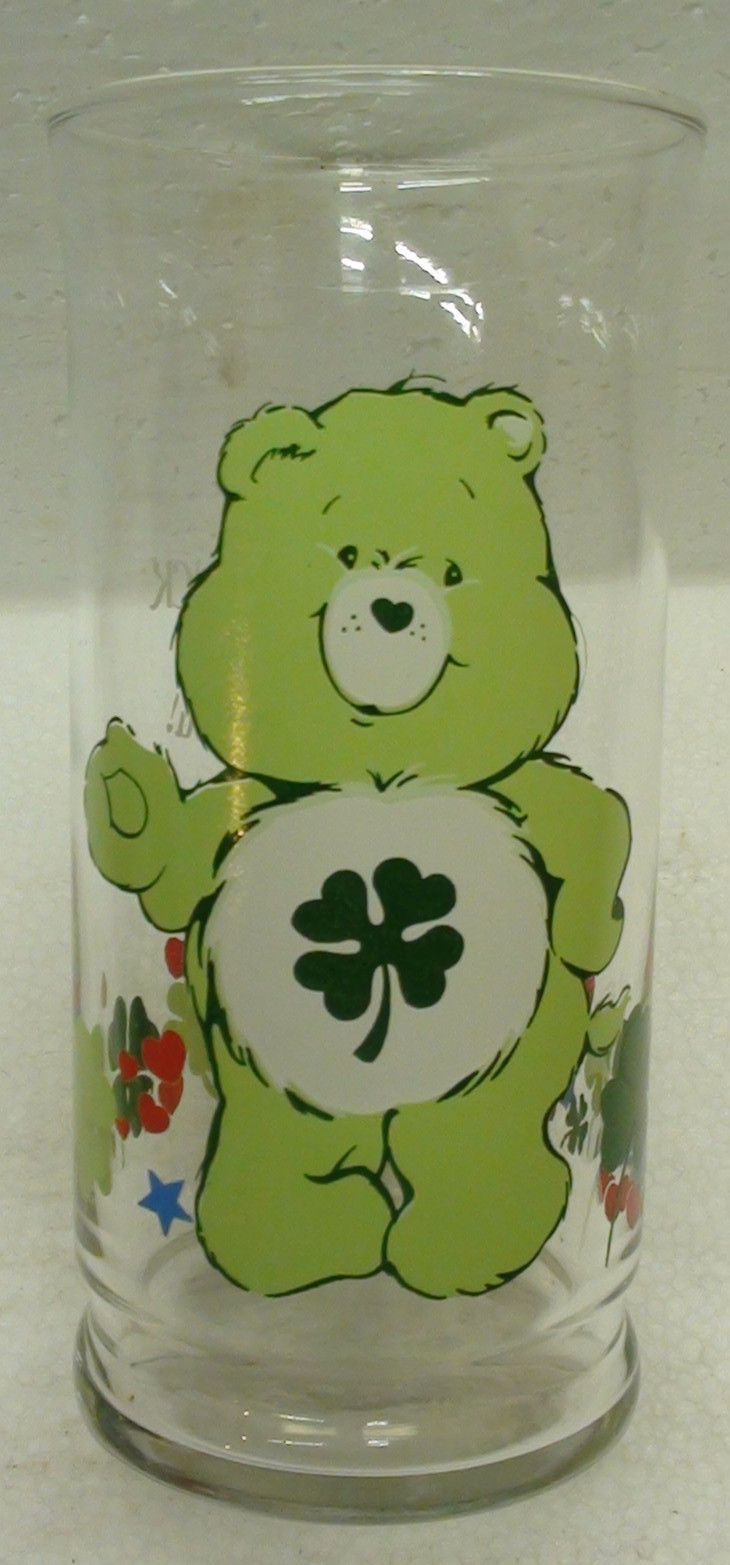 Vintage 1983 Care Bears Good Luck Bear Pizza Hut Collector Series Drinking Glass