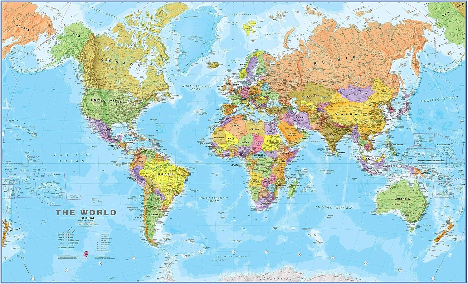 47 x 33 inch World Wall Map - Map of TheWorld Poster Updated 2025
