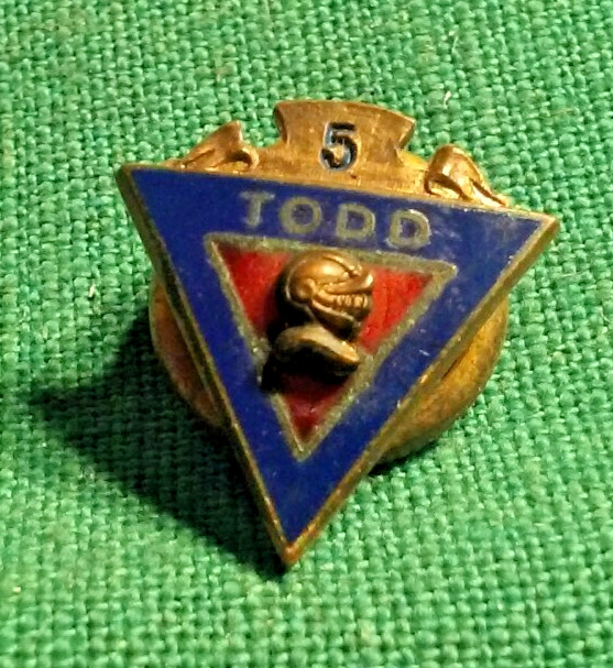 VINTAGE TODD PIONEERS 5 YEAR SERVICE Award Lapel PIN BASTION BROS ROCHESTER NY