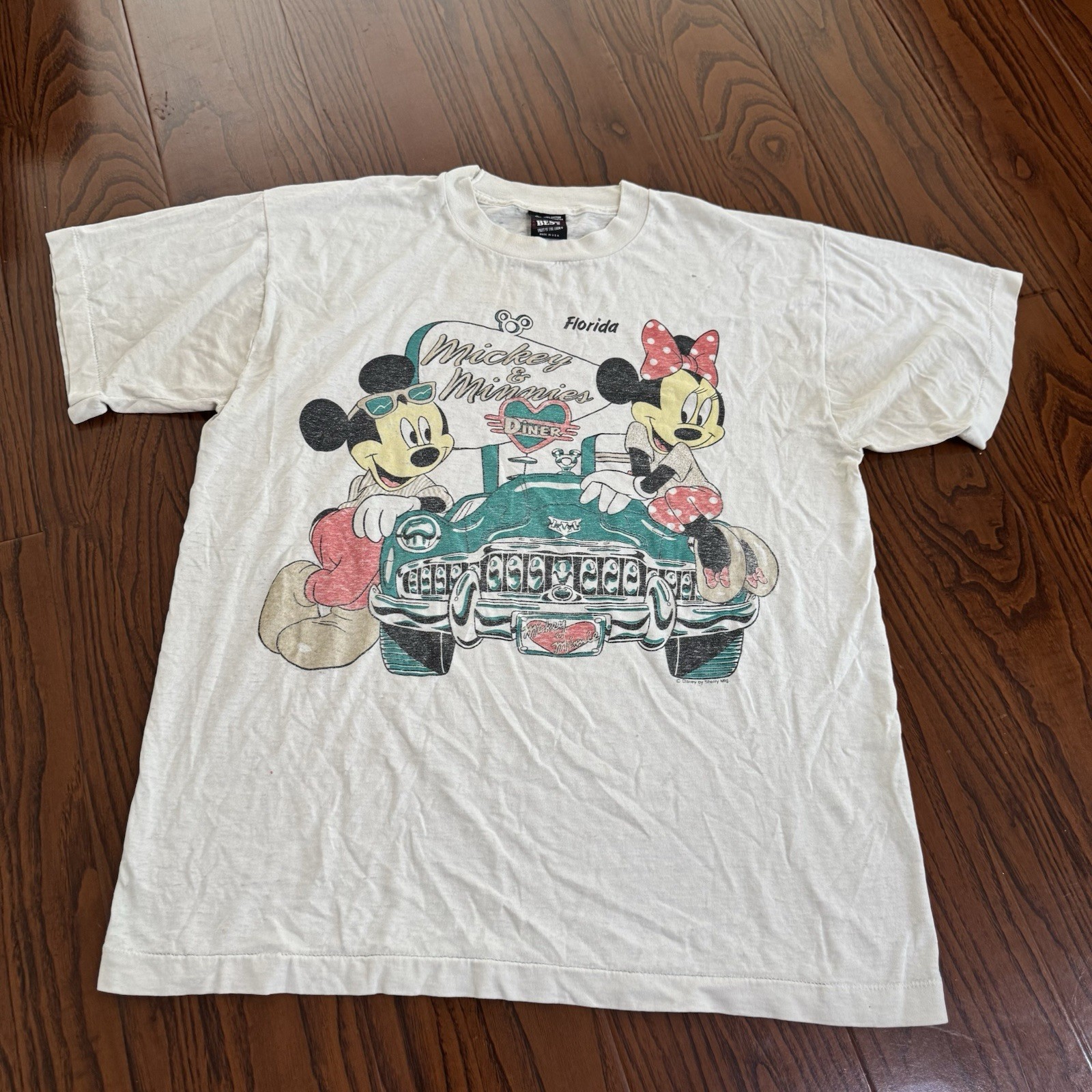 VTG BEST Fruit of the Loom by Sherry Disney MICKEY & MINNIE MOUSE FLORIDA (L) 