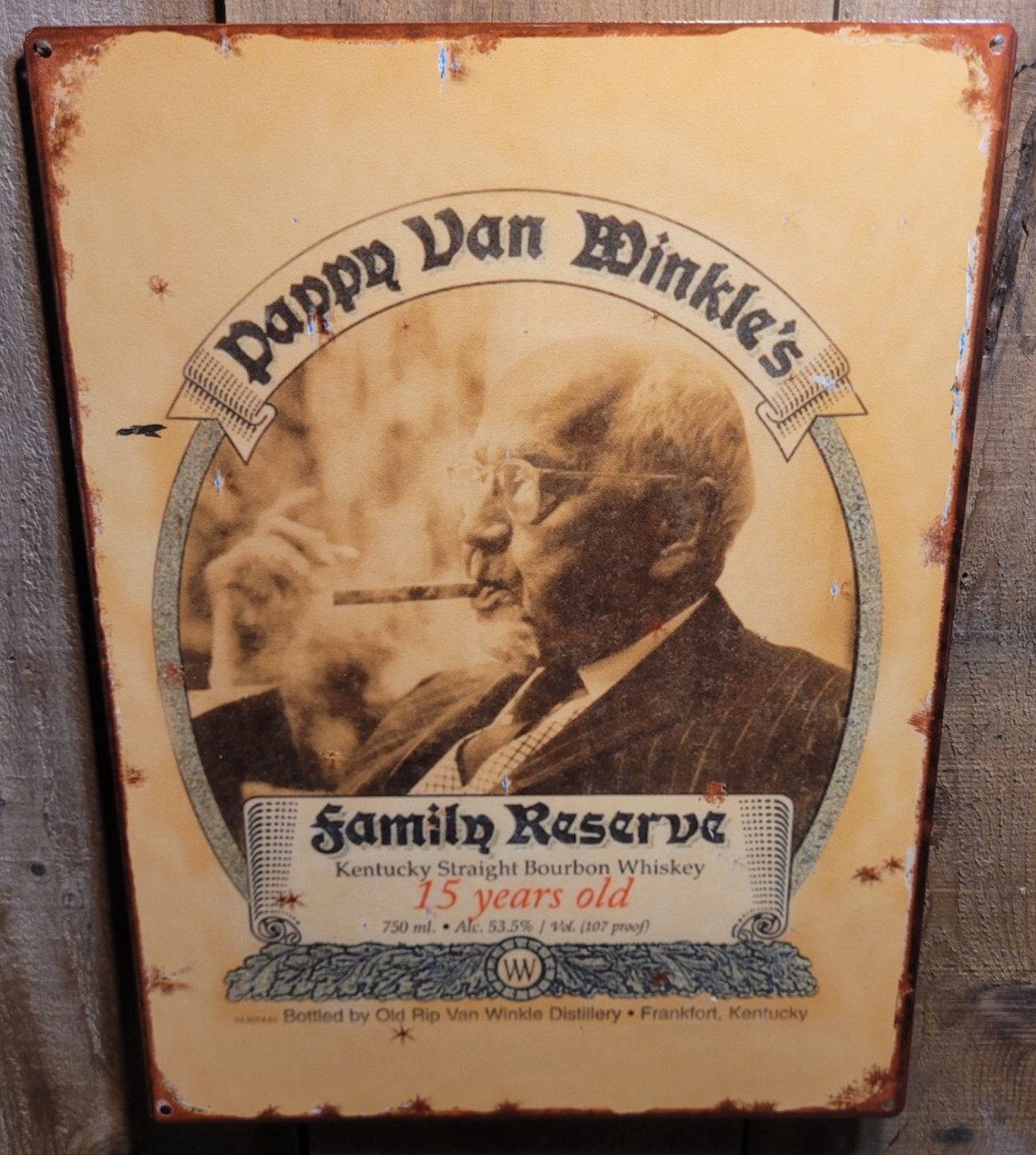 Vintage Pappy Van Winkle Bourbon Whiskey Reproduction Ad Metal Sign