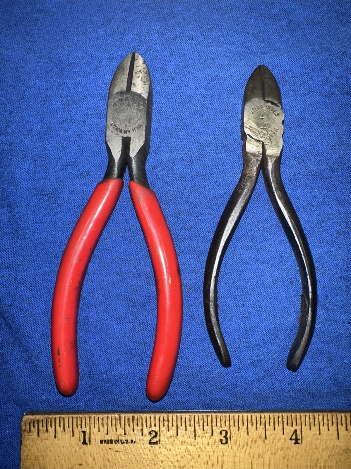Two Vintage UTICA Diagonal Wire Cutters #41-5 & #41-4 Used