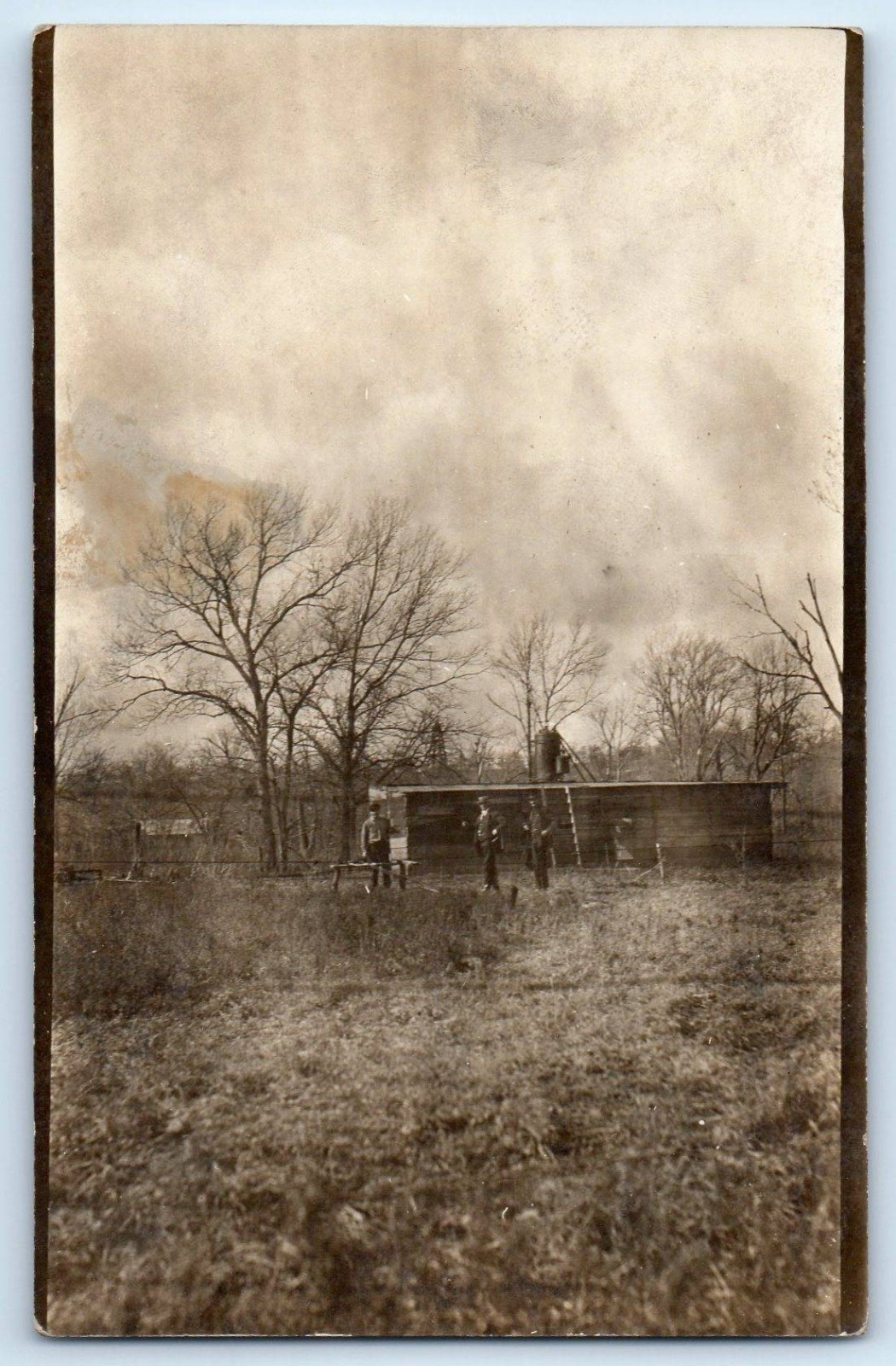 c1910's Men Scene Field Pleasant Lake New York NY RPPC Photo Antique Postcard