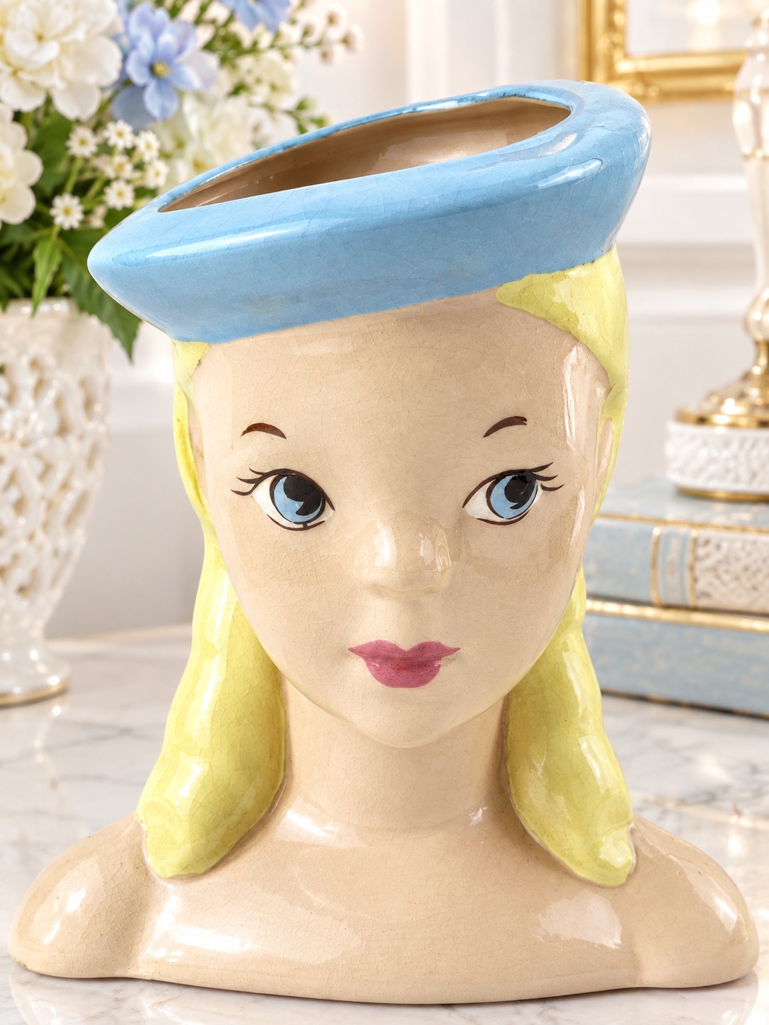 Stewart B Mcculloch California Vtg Rare Head Vase Headvase Blonde Blue #1873