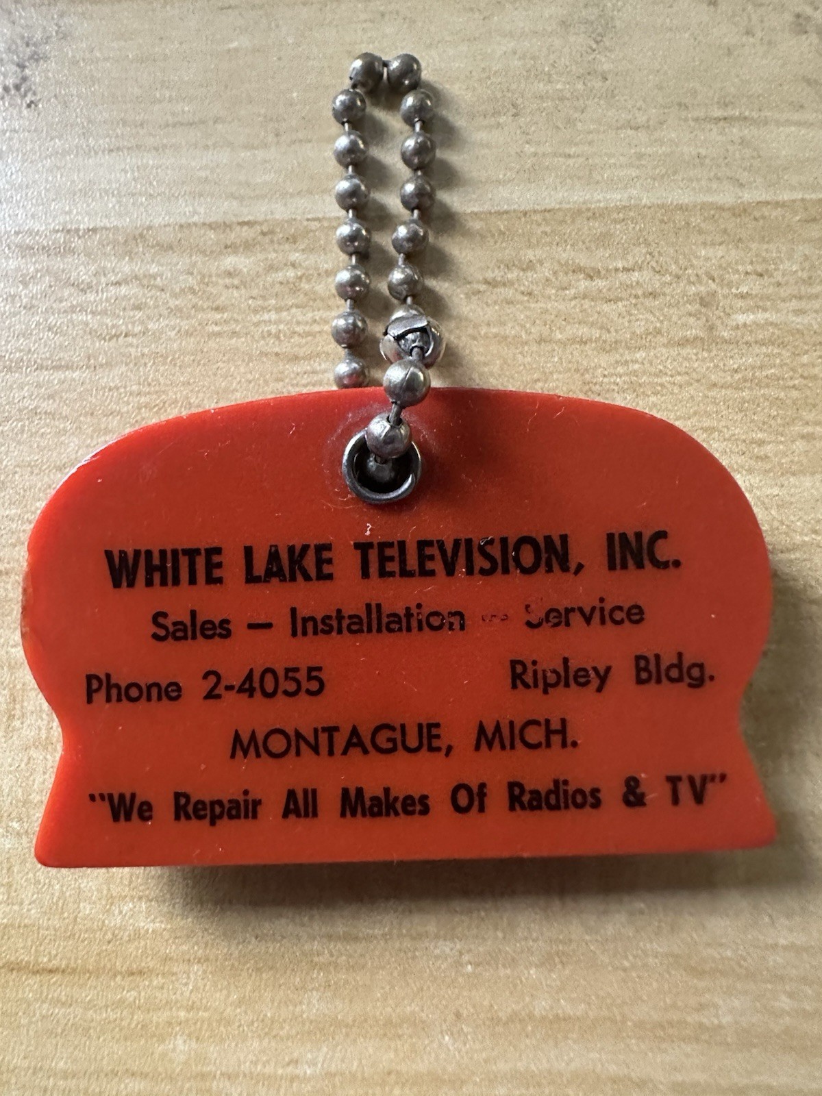 1950s White Lake Television Michigan Advertising Mini Ice Scraper Key Chain
