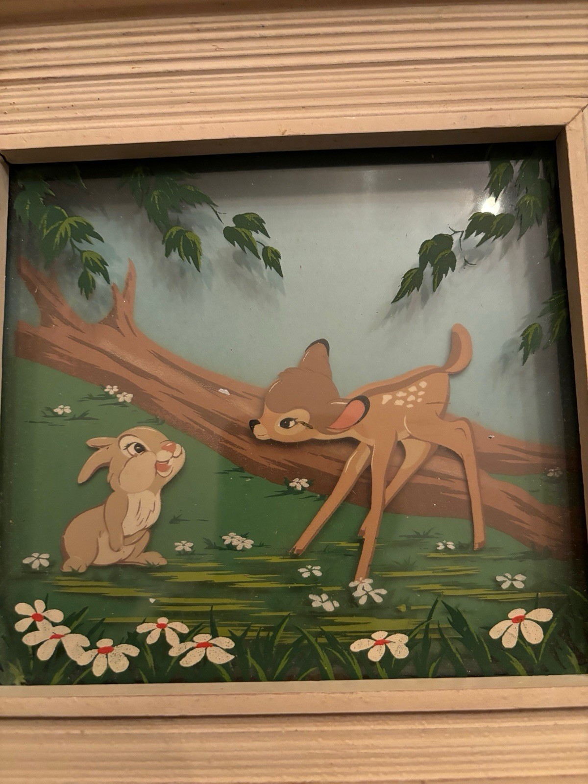 1942 Walt Disney Multiplane Painting #5 - Bambi and Thumper - Rare