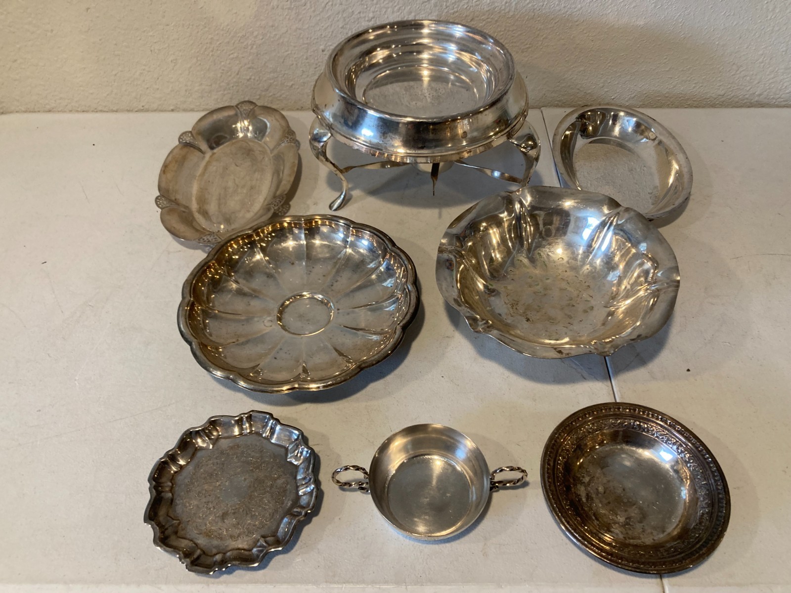 Silver Plated Vintage Pieces Lot of 7 Bowls Lids Tray Server Chaffing Dish