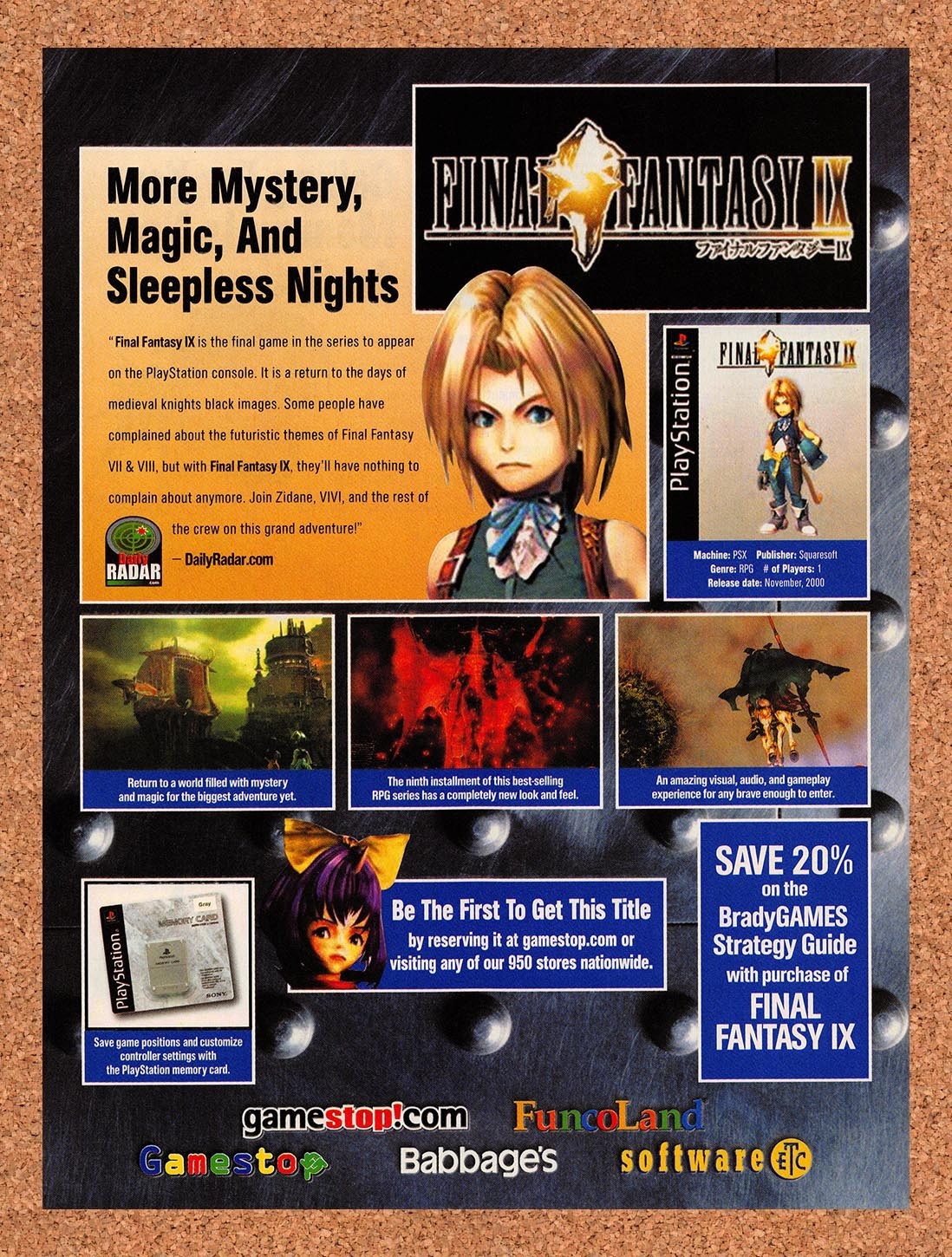 2000 Final Fantasy IX FuncoLand Original Advertisement / Retro Promo v7 2000 Final Fantasy IX FuncoLand Original Advertisement / Retro Promo v7