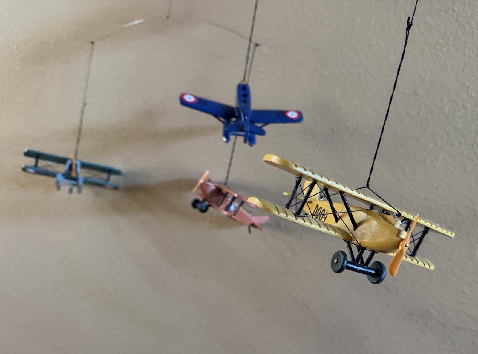 Authentic Models WWI Airplane Hanging Mobile 4 Wood 1920s Aircraft Ceiling Decor