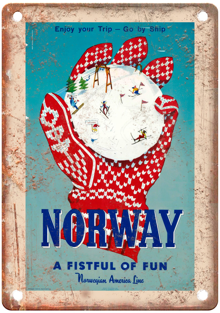 Vintage Norway 1956 Travel Poster Retro Look Sign T1656