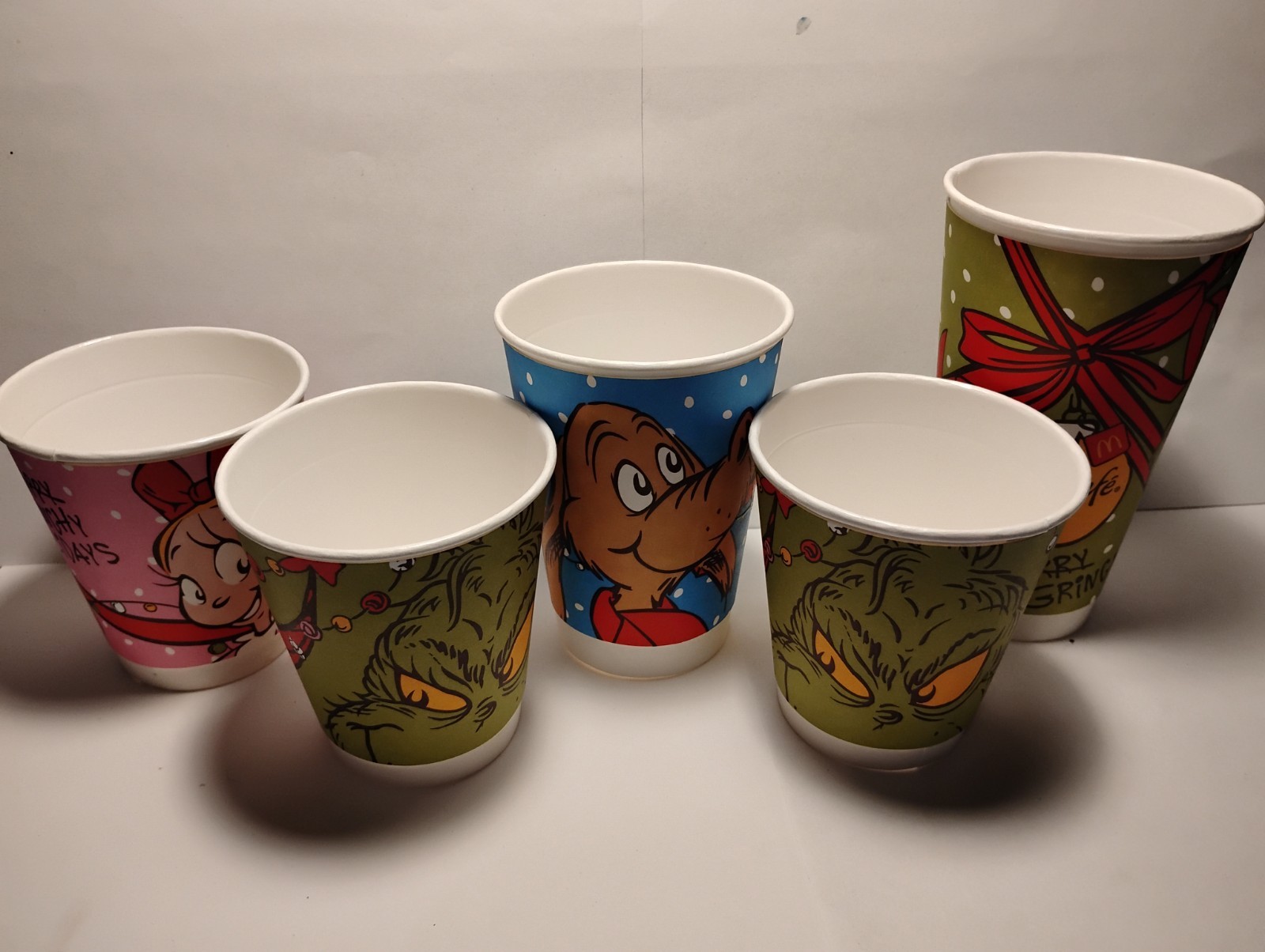 McDonald\'s McCafe UNUSED Brand New Lot Of 6 Grinch Cups Limited Edition 