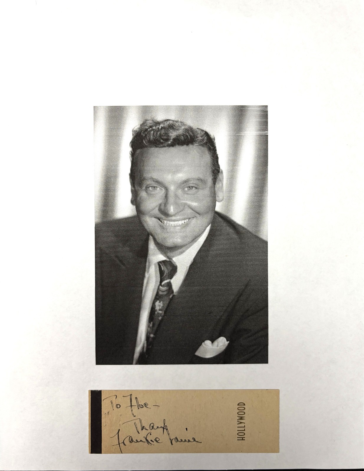 FRANKIE LAINE HAND SIGNED VINTAGE MATCH BOOK COA -- SINGER SONGWRITER