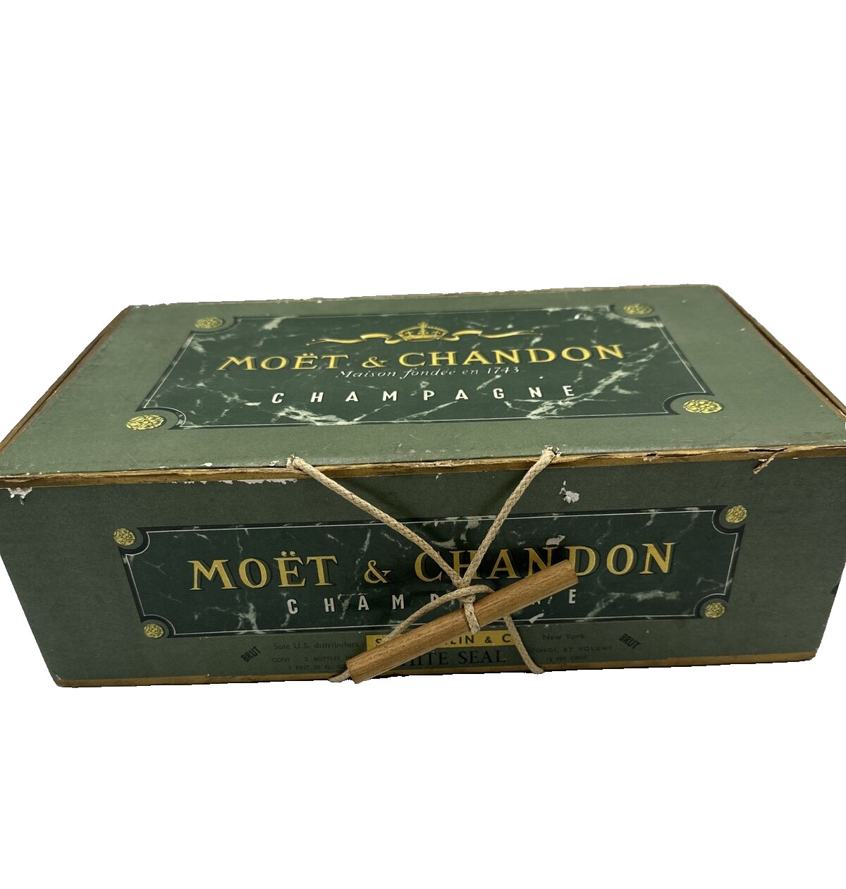 Vintage Moet & Chandon Champagne Carry Box w/Handle France Bar Decor