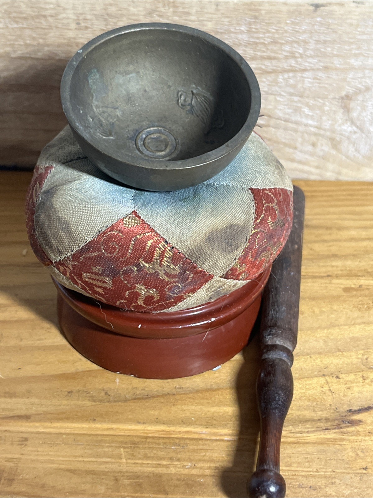 Antique Buddhist Japanese Temple Orin Singing Bowl 2.3 In Diameter Mini Rare