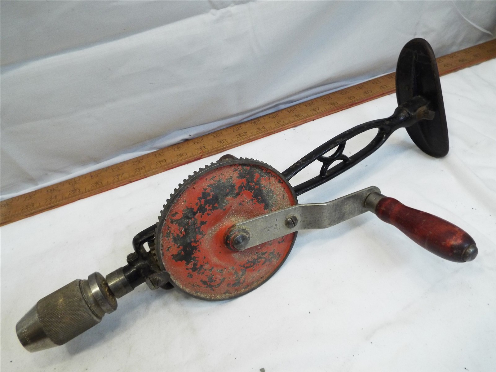 Early 2 Speed Goodell Pratt Toolsmiths Egg Beater Hand Crank Breast Drill Tool
