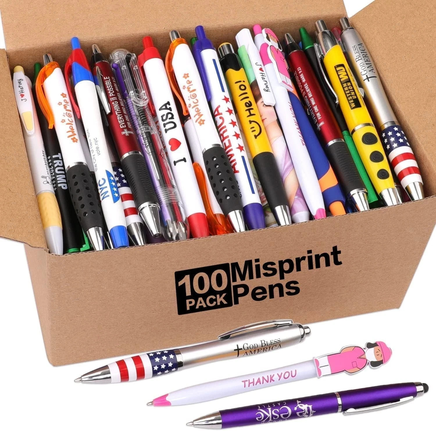 Wholesale Lot of 100 Misprint Pens Bulk, Assorted Ballpoint Pens Smooth Writing, Wholesale Lot of 100 Misprint Pens Bulk, Assorted Ballpoint Pens Smooth Writing,