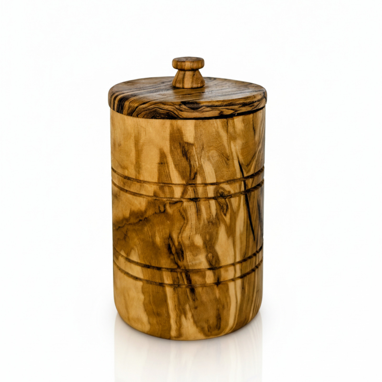 Olive Wood Spice Jar Salt Keeper w/Lid