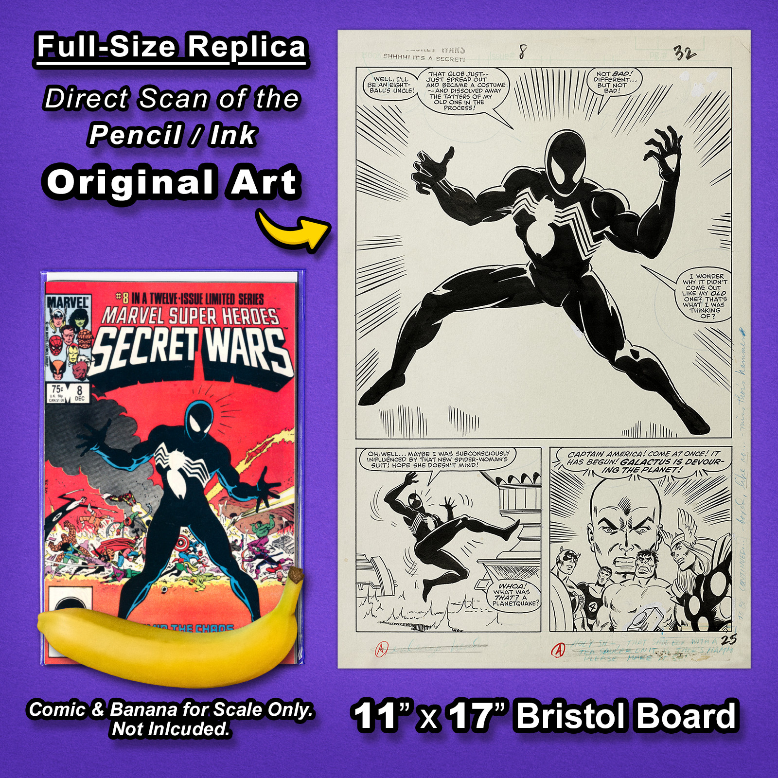 SECRET WARS #8 - Iconic Interior Art 1st SYMBIOTE SUITE 🔥Replica Original Art🔥